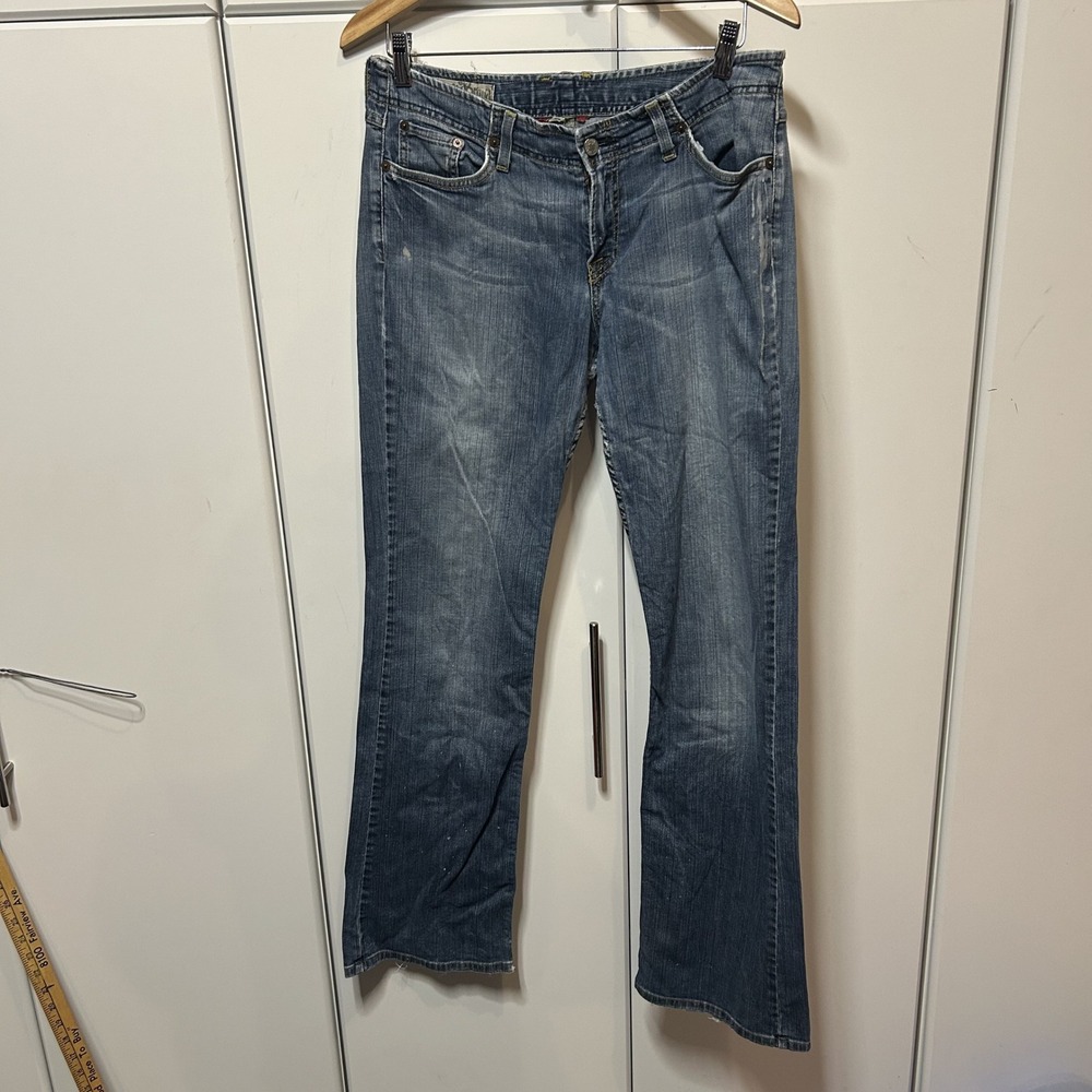 Lucky Brand Orange Wonder Jeans Womens 3 Medium Wash Bootcut Paint Splatter USA